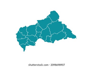 Central African Republic map vector, Abstract design vector illustration Eps 10. sea color palette color. High Detailed on white background.