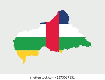 Central African Republic Map vector icon. Map of Central African Republic in Flag colors.