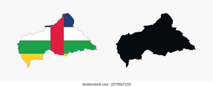 Central African Republic Map vector icon. Map of Central African Republic in Flag colors.