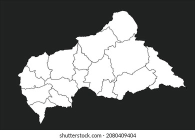 Central African Republic map White Color on black Background