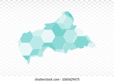 Central African Republic map-Polygonal map is made of colorful hexagons using the gradient method. On a plain background. Vector illustration eps 10.