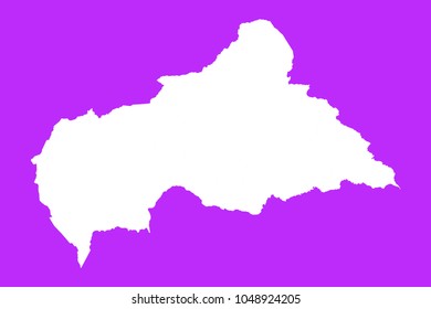 Central African Republic map-White map on purple background. Each city and border has separately. Vector illustration eps 10.