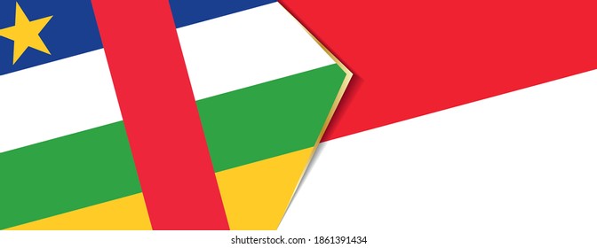 Die Zentralafrikanische Republik und Monaco-Flaggen, zwei Vektorflaggen Symbol für Beziehung oder Konfrontation.