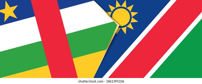 Central African Republic and Namibia flags, two vector flags symbol of relationship or confrontation.