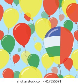 Central African Republic National Day Flat Seamless Pattern. Flying Celebration Balloons in Colors of Central African Flag. Central African Republic Patriotic Background with Celebration Balloons.