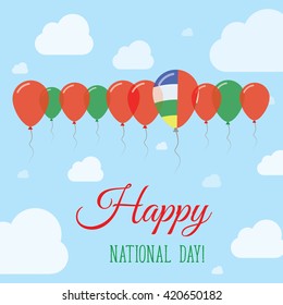 Central African Republic National Day Flat Patriotic Poster. Row of Balloons in Colors of the Central African flag.