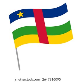Bandeira nacional da República Centro-Africana flutters com mastro