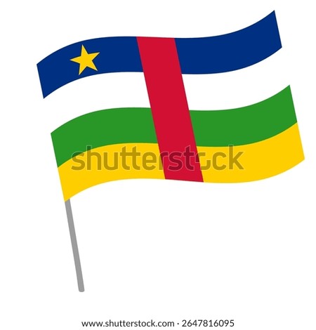 Central African Republic national flag flutters with flagpole