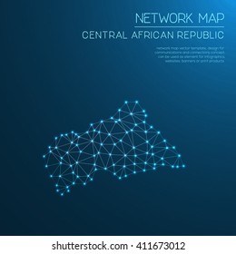 Central African Republic network map. Abstract polygonal map design. Internet connections vector illustration.