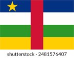 Central African Republic official flag vector with standard size and proportion. National flag emblem with accurate size and colors.