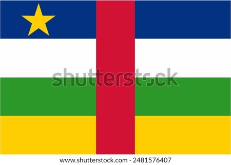 Central African Republic official flag vector with standard size and proportion. National flag emblem with accurate size and colors.