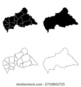 Outline da República Centro-Africana e Mapa de Preenchimento Sólido.