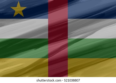 Central African Republic painted / drawn vector flag. Dramatic, unusual look. Vector file contains flag and texture layers