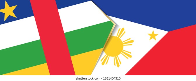 Banderas de Filipinas y la República Centroafricana, dos banderas vectoriales símbolo de relación o enfrentamiento.