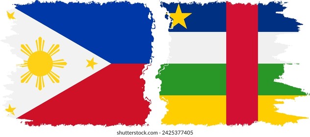 Zentralafrikanische Republik und Philippinen Grunge Flaggen Verbindung, Vektor