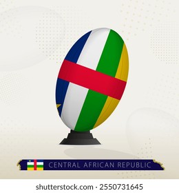 Central African Republic Rugby Ball on Rugby Kicking Tees with Modern Design. Illustration perfect for sports, national pride, and rugby-related projects.