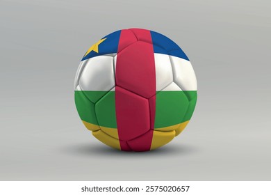 Central African Republic soccer ball featuring the national flag design on a gray background