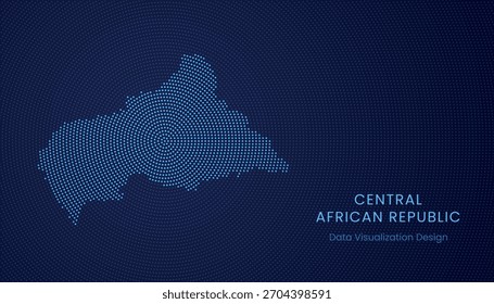 República Centro-Africana estilizado mapa pontilhado em conceito moderno de visualização de tecnologia de dados circulares.