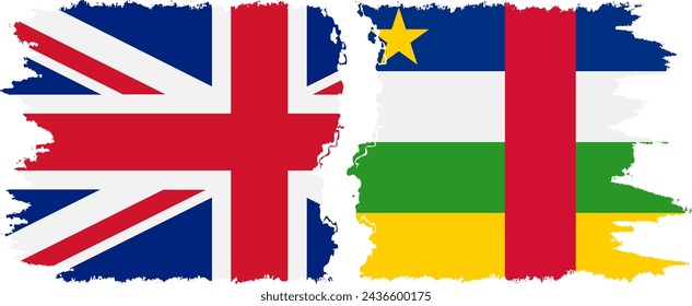 Central African Republic and United Kingdom grunge flags connection, vector svg