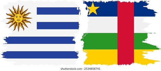 Conexión de banderas grunge de la República Centroafricana y Uruguay, Vector