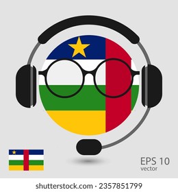 Central African Republic vector flag with headphones and glasses, vector illustration. 