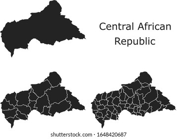 Central African Republic vector maps with administrative regions, municipalities, departments, borders