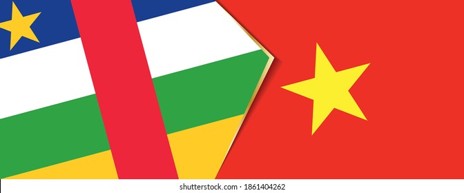 Central African Republic and Vietnam flags, two vector flags symbol of relationship or confrontation.