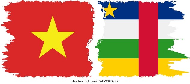 Central African Republic and Vietnam grunge flags connection, vector