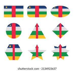 conjunto de banderas de áfrica central con formas geométricas