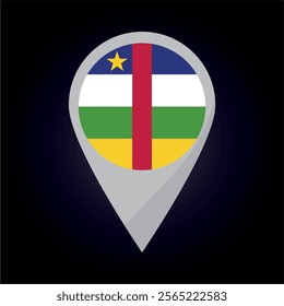Central Africian Republic Flag on Location Pin. vector illustration
