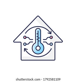 Central Air Conditioning RGB Color Icon. Large Home Ventilation System. House Cooling And Heating, Modern Climate Control Technology. Isolated Vector Illustration