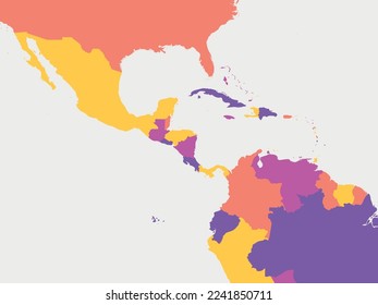 Central America blank map. High detailed political map Central American and Caribbean region