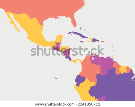Central America blank map. High detailed political map Central American and Caribbean region