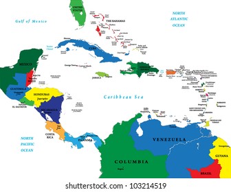 Central America and the Caribbean map