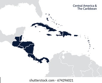 Central America and the Caribbean map.