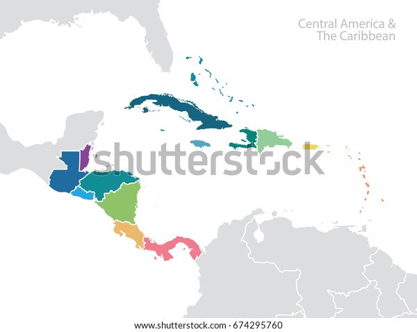 中米とカリブ海の地図 のベクター画像素材 ロイヤリティフリー