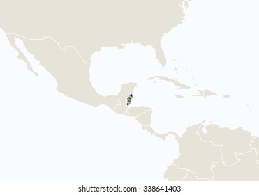 Central America With Highlighted Belize Map. Vector Illustration.
