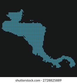 Central America Light Blue Point Grid Map on Black for Digital Transit Hubs