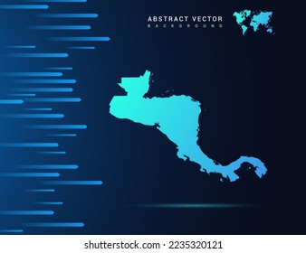 Central America map with abstract blue background technology.
