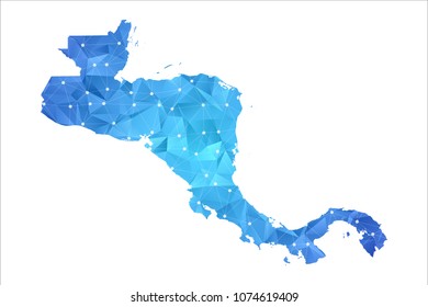 Central America Map - Abstract geometric rumpled triangular low poly style gradient graphic on white background , line dots polygonal design for your . Vector illustration eps 10