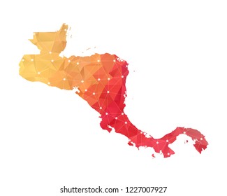 Central America Map - Abstract geometric rumpled triangular low poly style gradient graphic on white background , line dots polygonal design for your . Vector illustration eps 10.