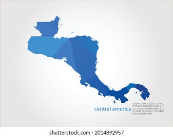 central america map blue Color on white background polygonal