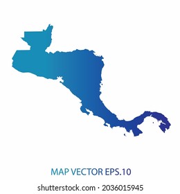 central america map, blue gradient color , infographic style , on white background with Map World. Wire frame 3D mesh , map 3D,