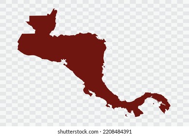 Central America Map Burnt Brown Color On White Background Quality Files Color (701205) Png