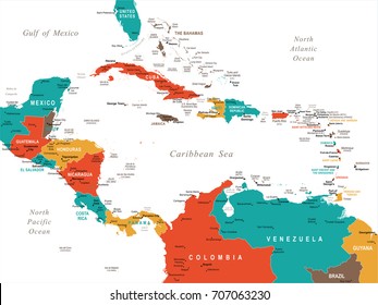 Central America Map - Detailed Vector Illustration