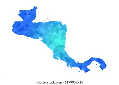 central america map in geometric blue polygonal style modern design on white background. Vector illustration.