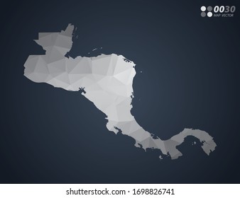 Central America map grey polygon red triangle mosaic with dark background. style gradient vector.