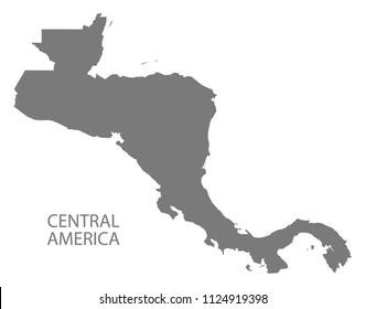 Central America map grey silhouette illustration