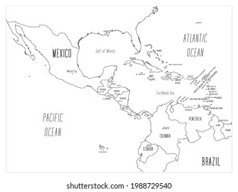 Central America map - hand-drawn cartoon style