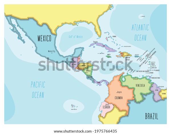 Central America map - hand-drawn cartoon style